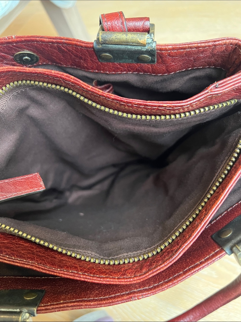 Diesel Red Leather Messenger Tote Bag - Picture 12 of 15
